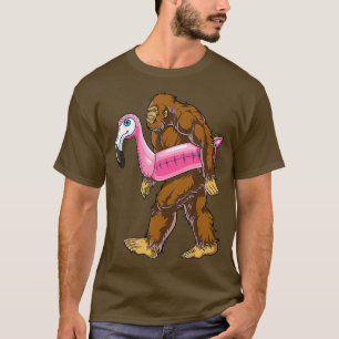 Pool Party Bigfoot Flamingo T shirt Sasquatch