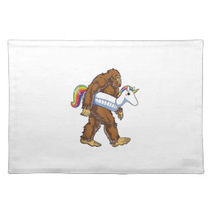 Pool Party Bigfoot Unicorn Float Funny Sasquatch R Cloth Placemat