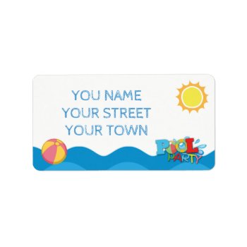 Pool Party Birthday Address Labels by NellysPrint at Zazzle