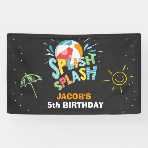 Pool party birthday banner Splish Splash Ball Boy