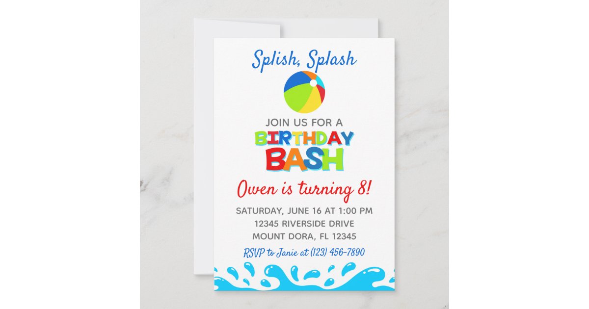 Pool Party Birthday Bash Invitation Zazzle