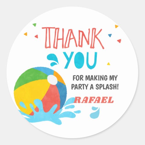 Pool Party Birthday Boy Girl Classic Round Sticker