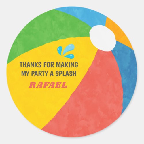 Pool Party Birthday Boy Girl Classic Round Sticker