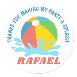 Pool Party Birthday Boy Girl Classic Round Sticker