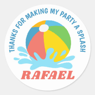 Pool Party Birthday Boy Girl Classic Round Sticker