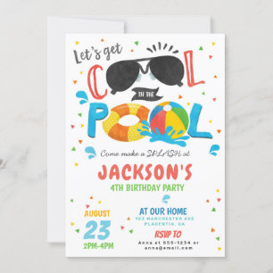 Pool Party Birthday Boy Girl Invitation