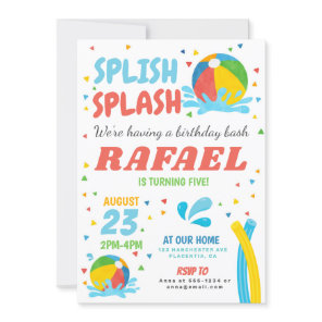 Pool Party Birthday Boy Girl Invitation