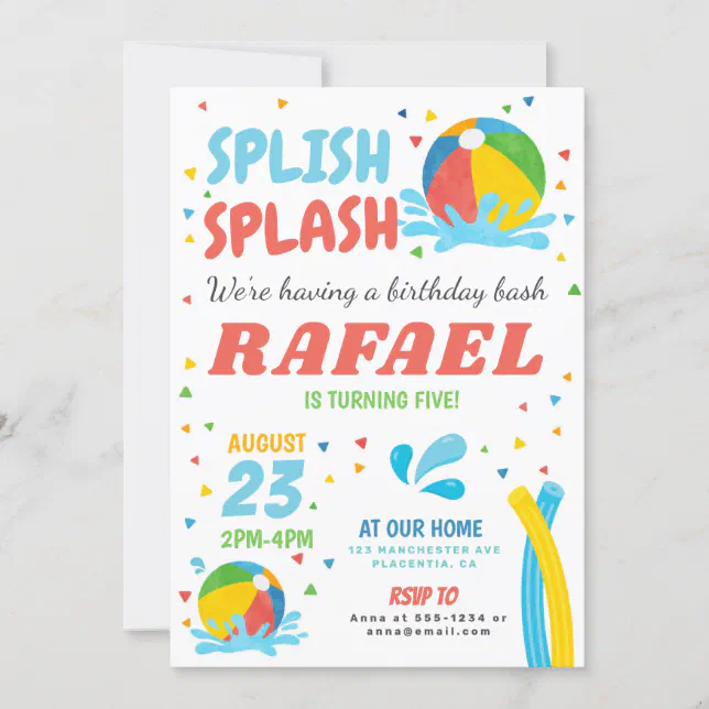 Pool Party Birthday Boy Girl Invitation | Zazzle