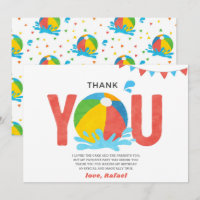 Pool Party Birthday Boy Girl Thank you card
