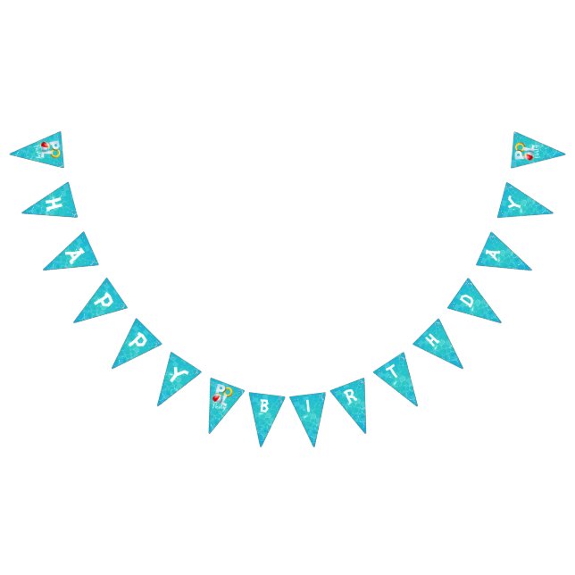 Pool Party Birthday Bunting Banner (All)