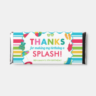 Pool Party Birthday Colorful Summer Kids Splash Hershey Bar Favors