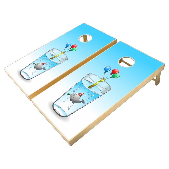 Pool Party Birthday Cornhole Set (Angled)
