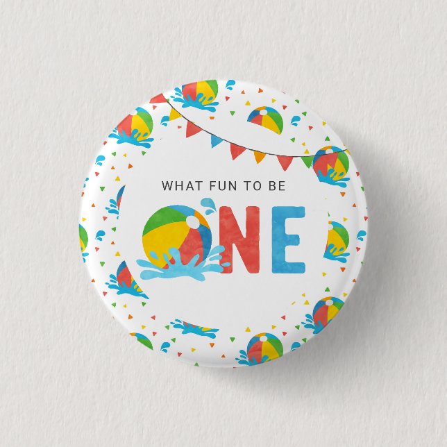 Pool Party Birthday Decor Supplies  Button (Front)