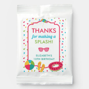 Pool Party Birthday Favor Splash Colorful Kids Lemonade Drink Mix