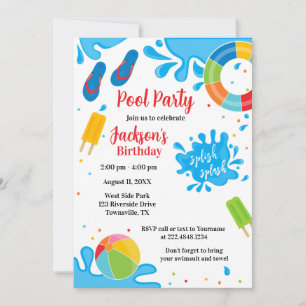 Pool Party Birthday Invitation