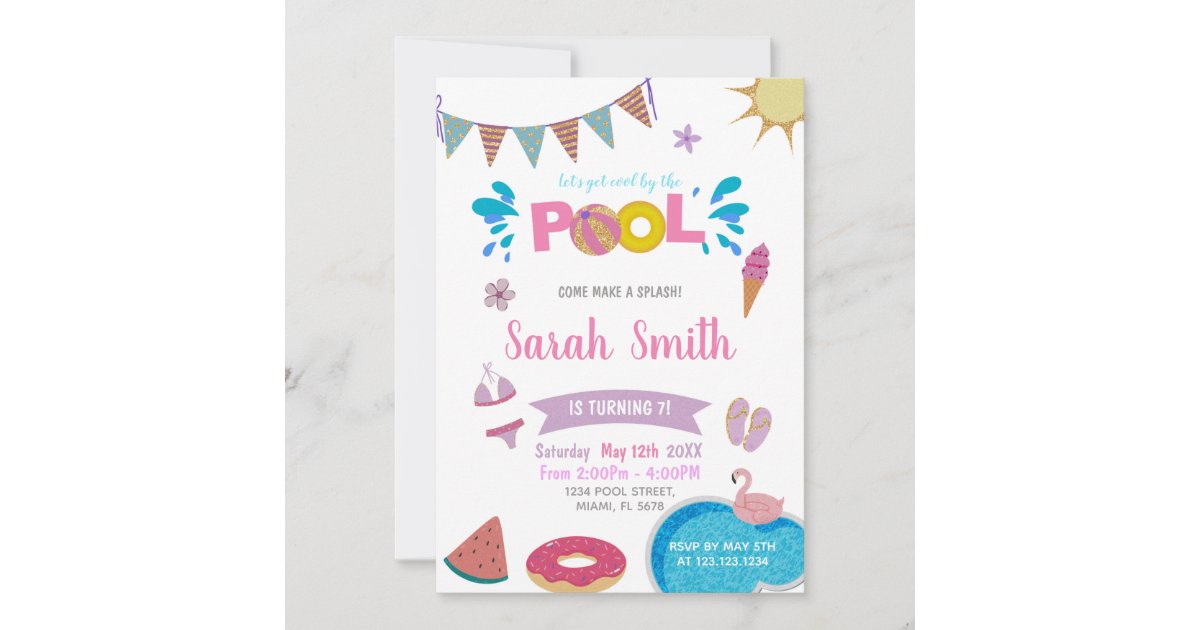 Pool Party Birthday Invitation | Zazzle.com