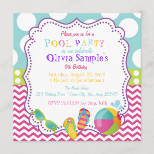 Pool Party Birthday Invitation