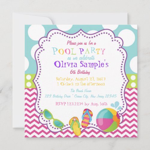 Pool Party Birthday Invitation
