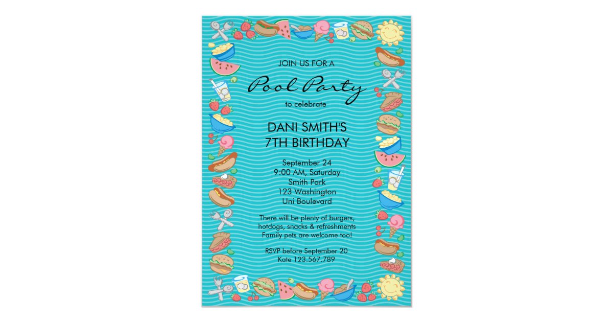 Pool Party Birthday Invitation | Zazzle.com