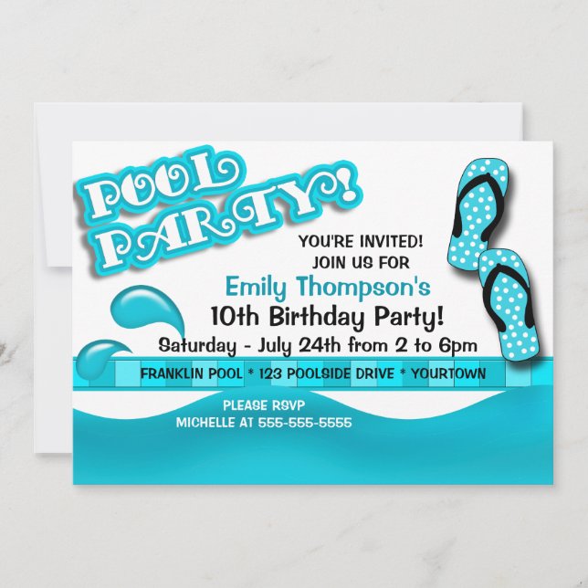 Pool Party Birthday Invitation (Front)