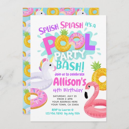 Pool Party Birthday Invitation