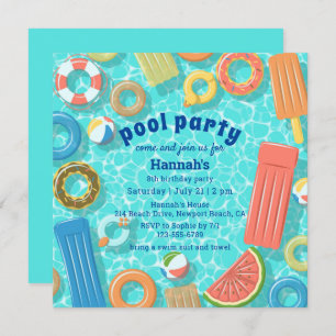 Pool Party Birthday Invitation