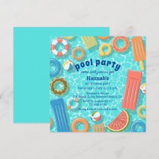Pool Party Birthday Invitation