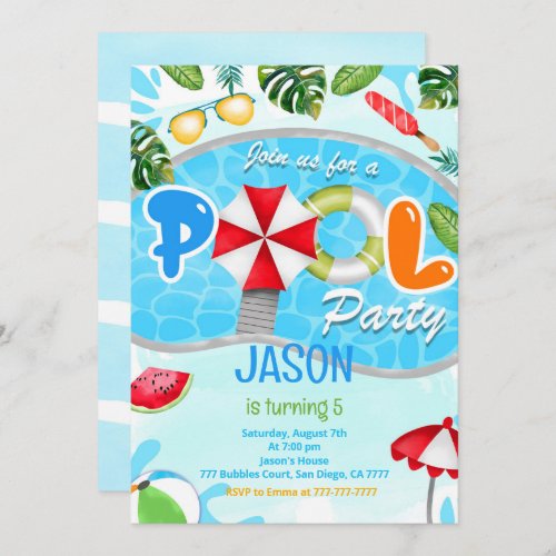 Pool Party Birthday Invitation