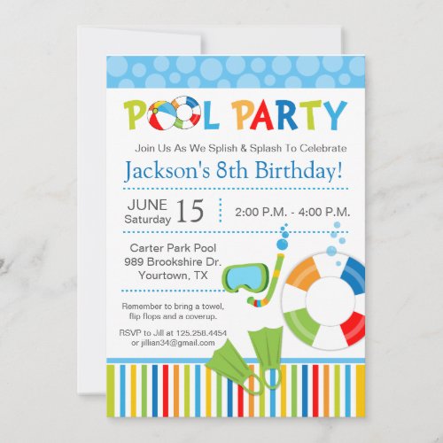 Pool Party Birthday Invitation