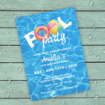 Pool Party Birthday Invitation
