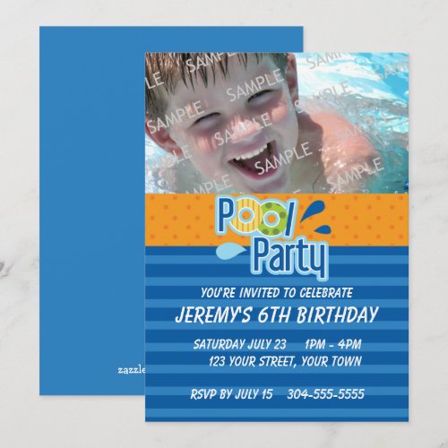 Pool Party Birthday Custom Announcement
