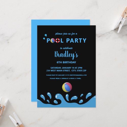 Pool Party Birthday Invitation