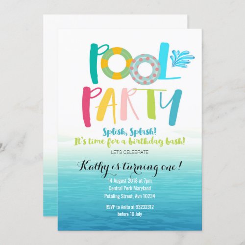 Pool Party Birthday Invitation