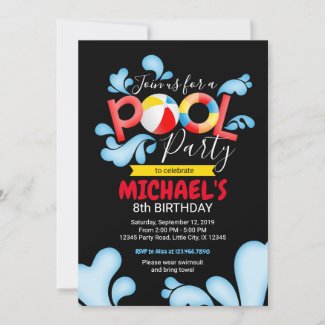 Pool party birthday invitation