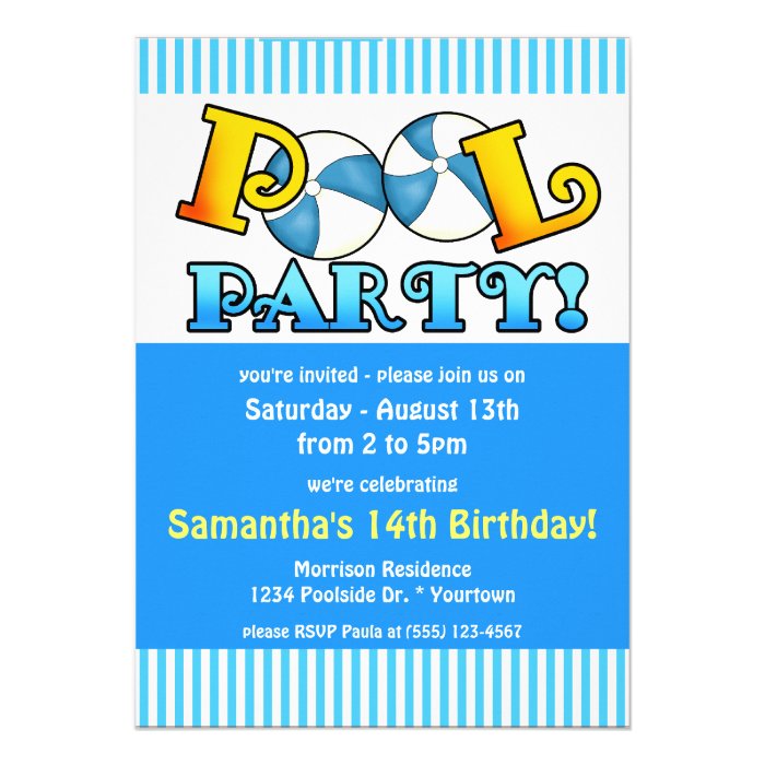 Pool Party Birthday Invitation