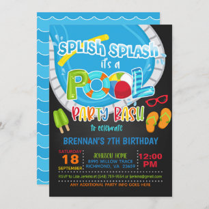 Pool Party Birthday Invitation - Boy BL