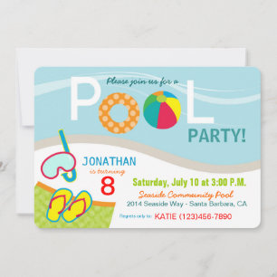 Pool Party Birthday Invitation Card