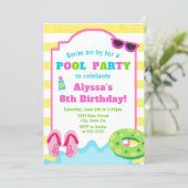 Pool Party Birthday Invitation Girl Swim Party | Zazzle