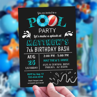 Pool Party Birthday Invitation Splash Party
