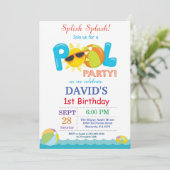 Pool Party Birthday Invitation Splish Splash Boy (Standing Front)