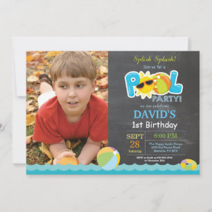Pool Party Birthday Invitation Splish Splash Boy