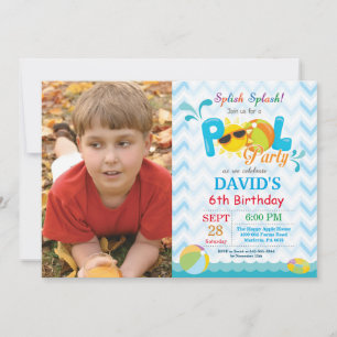 Pool Party Birthday Invitation Splish Splash Boy