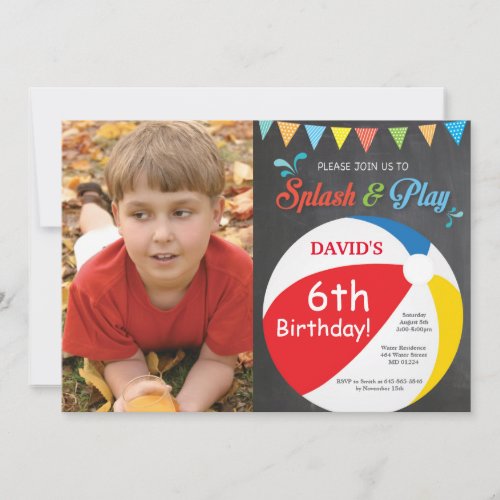 Pool Party Birthday Invitation Splish Splash Boy