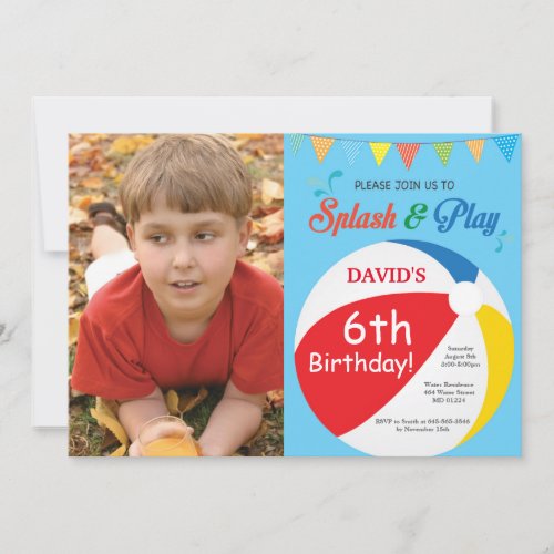 Pool Party Birthday Invitation Splish Splash Boy