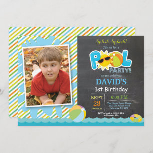 Pool Party Birthday Invitation Splish Splash Boy