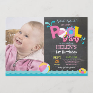 Pool Party Birthday Invitation Splish Splash Girl