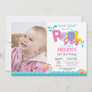 Pool Party Birthday Invitation Splish Splash Girl