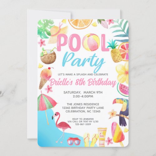 Pool Party Birthday Invitation _ Swim
