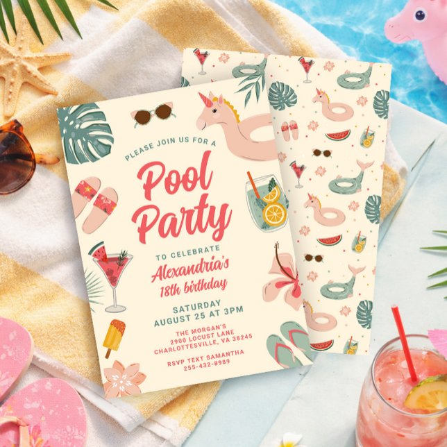 Pool Party Birthday Invitation Swim Party invite (Creator Uploaded)