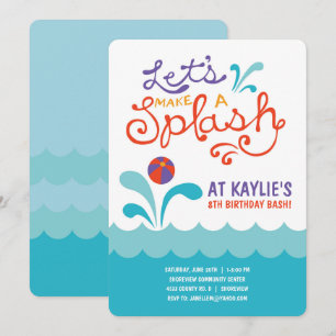 Pool Party Birthday Invitation   Swimming Party